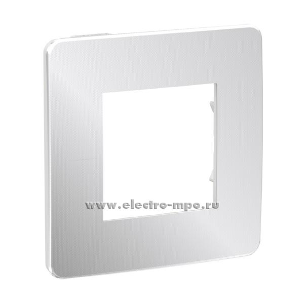 Р3459. Рамка-1 Unica New Studio Metal NU280255 хром задняя панель белая (Schneider Electric)