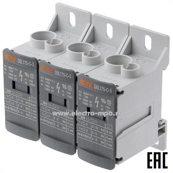 Э2121. Распределительный блок DBL175-C-3 3 полюса 175А 3 шины по 7 присоединений 1SNL317531R0000 (TE)