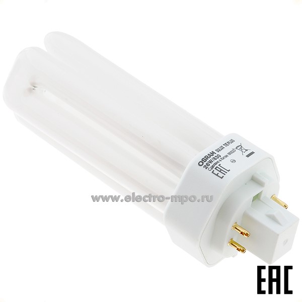 Л3473. Лампа 26Вт 42306/23184 DULUX T/E 26W/830 GX24q-3 1800Лм 3000К КЛЛ энергосберегающая (OSRAM)
