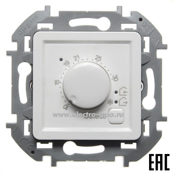 Ю5714. Механизм Inspiria 673810 регулятора теплого пола 7-50град. С с/п белый (Legrand/Daccord)