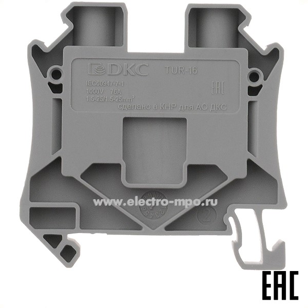 К2216. Клемма TUR-16 винтовая серая 16мм2 76А 1000В ширина 12мм (ДКС)