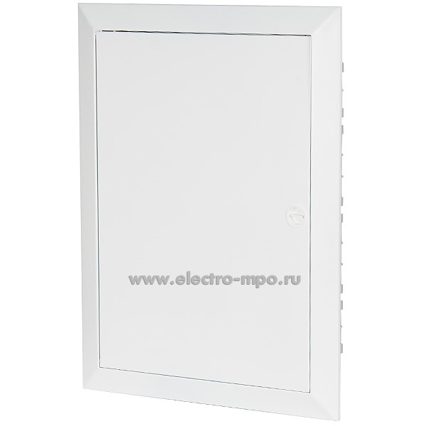 Е0475. Бокс 68154М белый встраиваемый на 54 модуля с металлической дверцей с шиной IP41 (Рувинил)