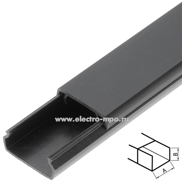 Д6831. Короб РКК-20х10-Ч 1 канальный черный (Рувинил)