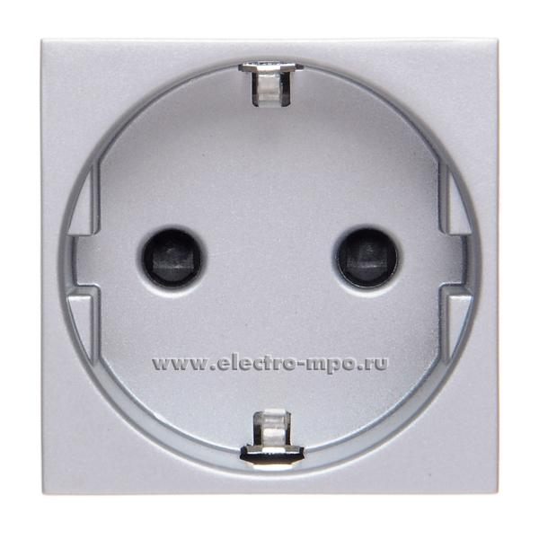 Ю0275. Механизм Zenit N2288PL 2CLA228800N1301 розетки "евр" с/п cо шторками 2 модуля серебро (ABB)