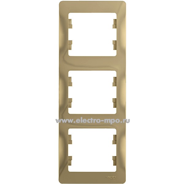 Ю1096. Рамка-3 Glossa GSL000407 вертикальная титан (Systeme Electric)