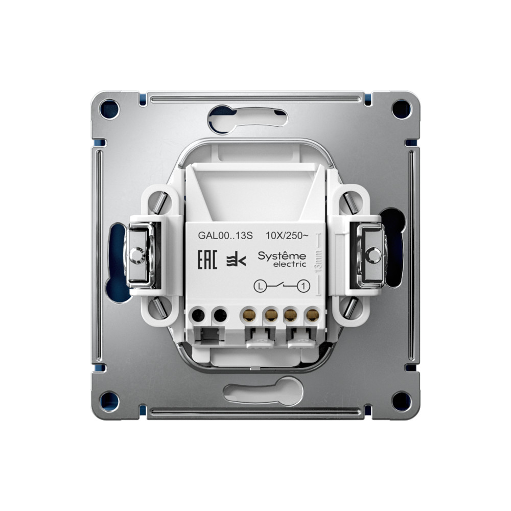 Р34. Механизм ArtGallery GAL001113S выключателя 1 кл. безвинт. зажим с/п с подсветкой аквамарин (SE)