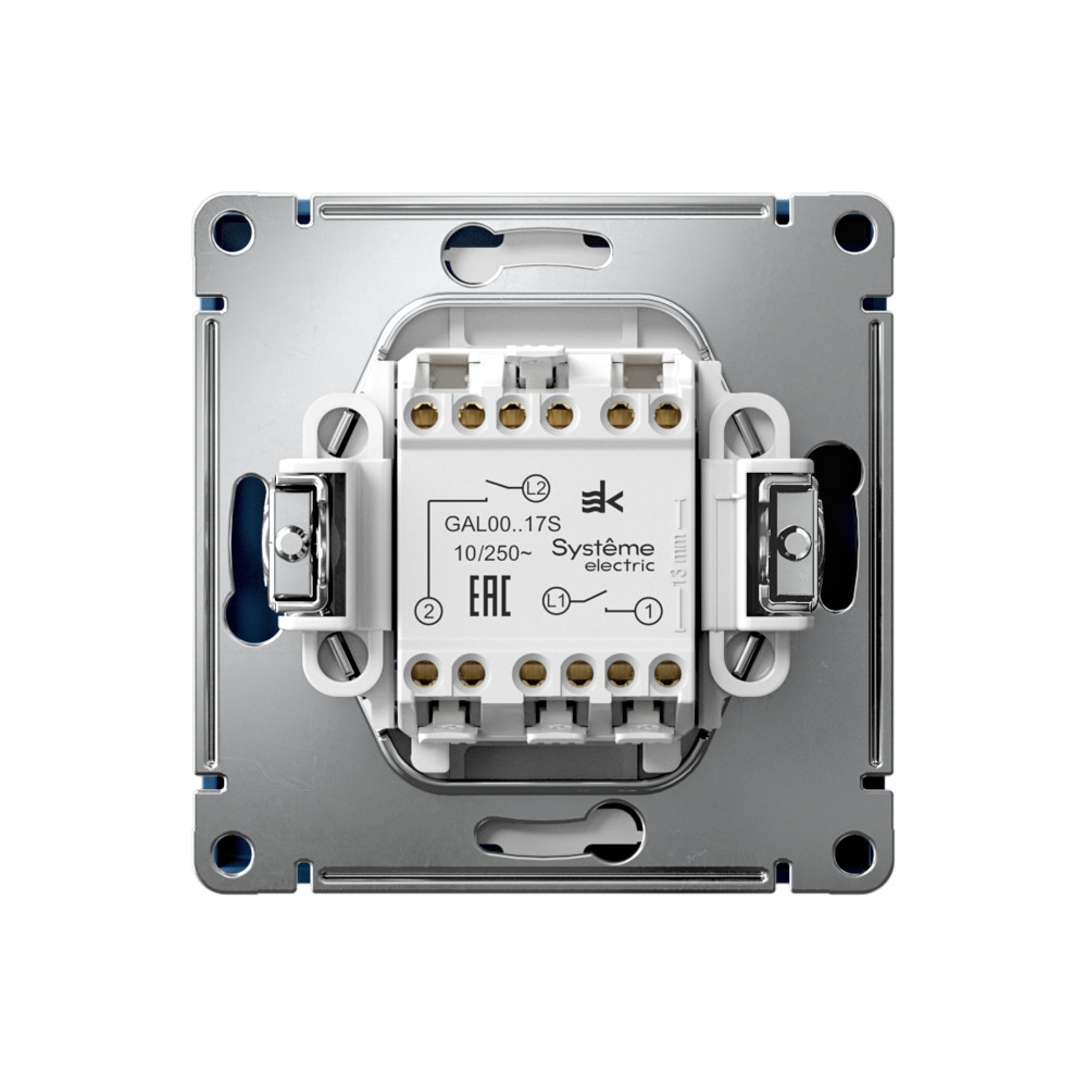 Р34. Механизм ArtGallery GAL001117S выключателя 2 кл. безвинт. зажим с/п кнопочный аквамарин (SE)