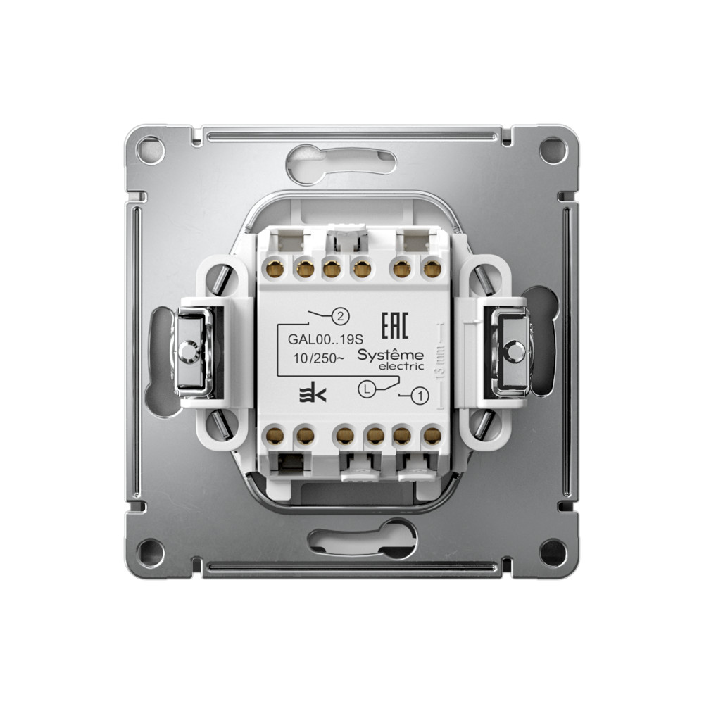 Р34. Механизм ArtGallery GAL000919S выключателя 2 кл. безвинт. зажим с/п для жалюзи сталь (SE)