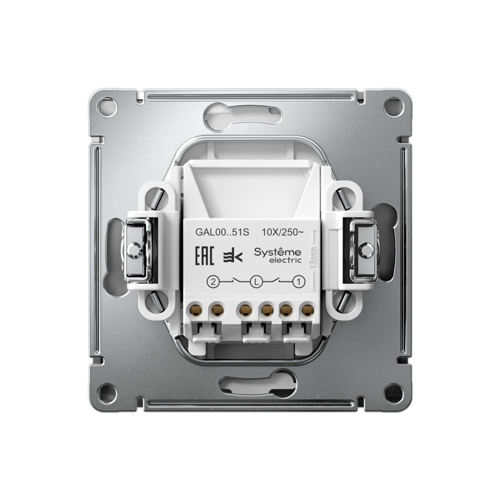 Р34. Механизм ArtGallery GAL000951S выключателя 2 кл. безвинт. зажим с/п сталь (Systeme Electric)