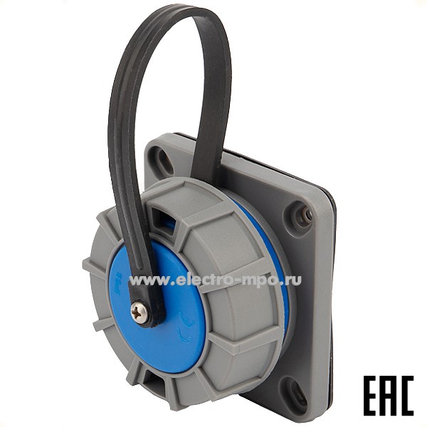 Р66. Розетка 111-124 настенная "евро" фланцевая влагозащищенная с крышкой 16А 2Р+РЕ IP68 (Rexant)