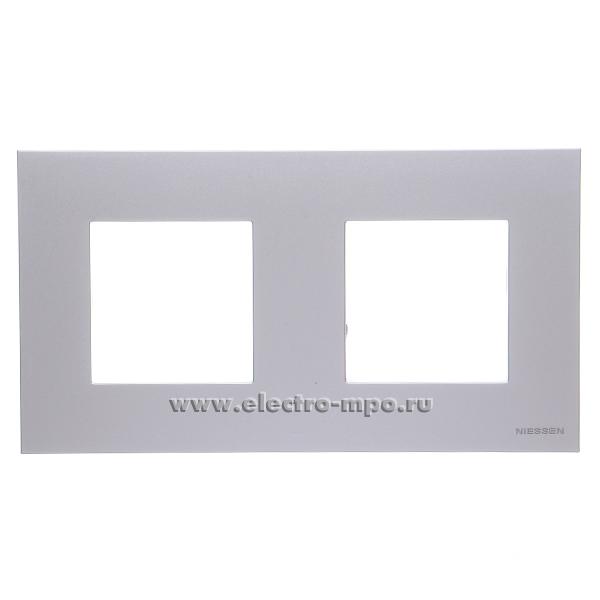 Ю0284. Рамка-2 Zenit N2272PL 2CLA227200N1301 на 4 (2х2) модуля серебро (ABB)