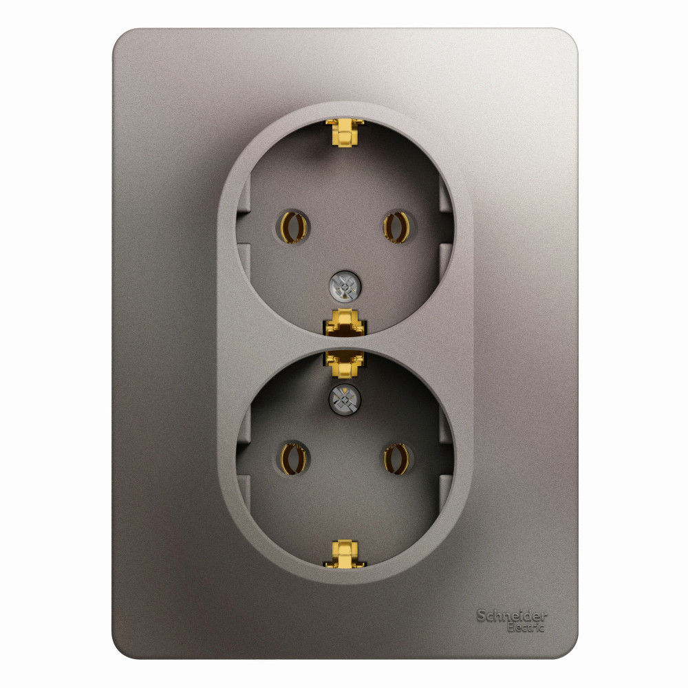 Ю14. Розетка Glossa GSL001224 "евр" двойная с/п платина (Systeme Electric)