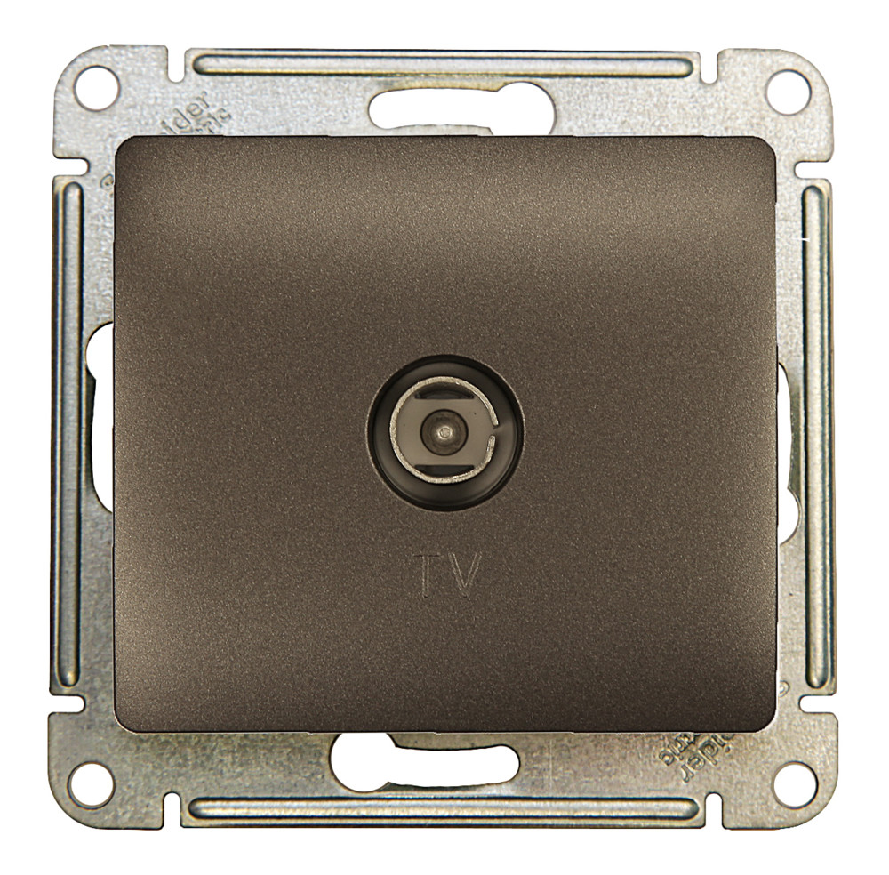 Ю14. Механизм Glossa GSL001392 розетки TV проходной с/п графит (Systeme Electric)
