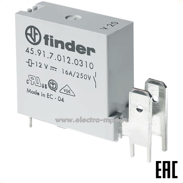 А94. Реле промежуточное 459170120310 12В DC (чувствит.) 16А 1з RTII серия 45 (Finder)