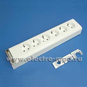 Р1662. Блок 50627 на 6 розеток "евр" со шторками о/п белый (Legrand)