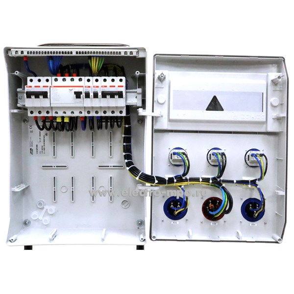 Б4904. Щит ЩР0-3136-6-44УХЛ4 40А перенос. на суппорте IP44 с розет. 5шт.х220В-16А 1шт.х380В-16 IDE