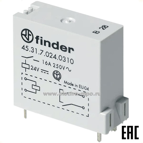 А94. Реле промежуточное 453170240310 24В DC (чувствит.) 16А 1з RTII серия 45 (Finder)