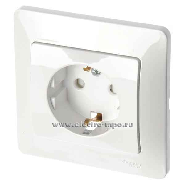 Розетка Glossa GSL000144 \"евр\" со шторками с/п белая (Schneider Electric)