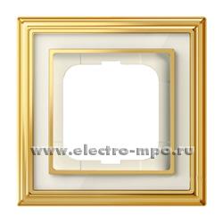 Р8365. Рамка-1 Династия 1721-838 2CKA001754A4560 латунь полированная со вставкой белое стекло (АВВ)