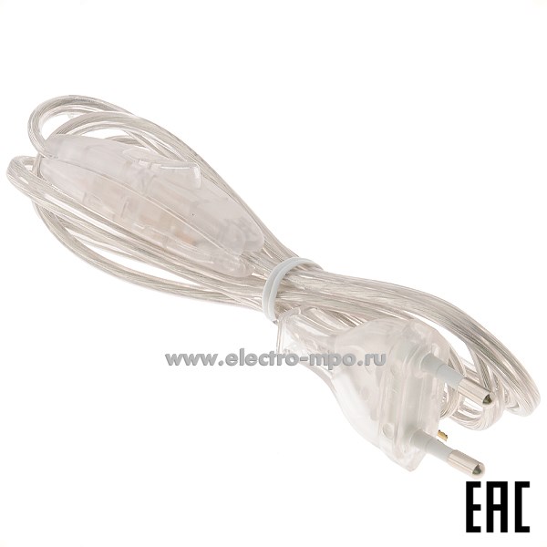 Р6403. Шнур LFM-020289 с проходным выкл. 1,5м армир. вилкой прозрачныйLFM/275/100/50/TR/STD/CABLAGGIO (ARD