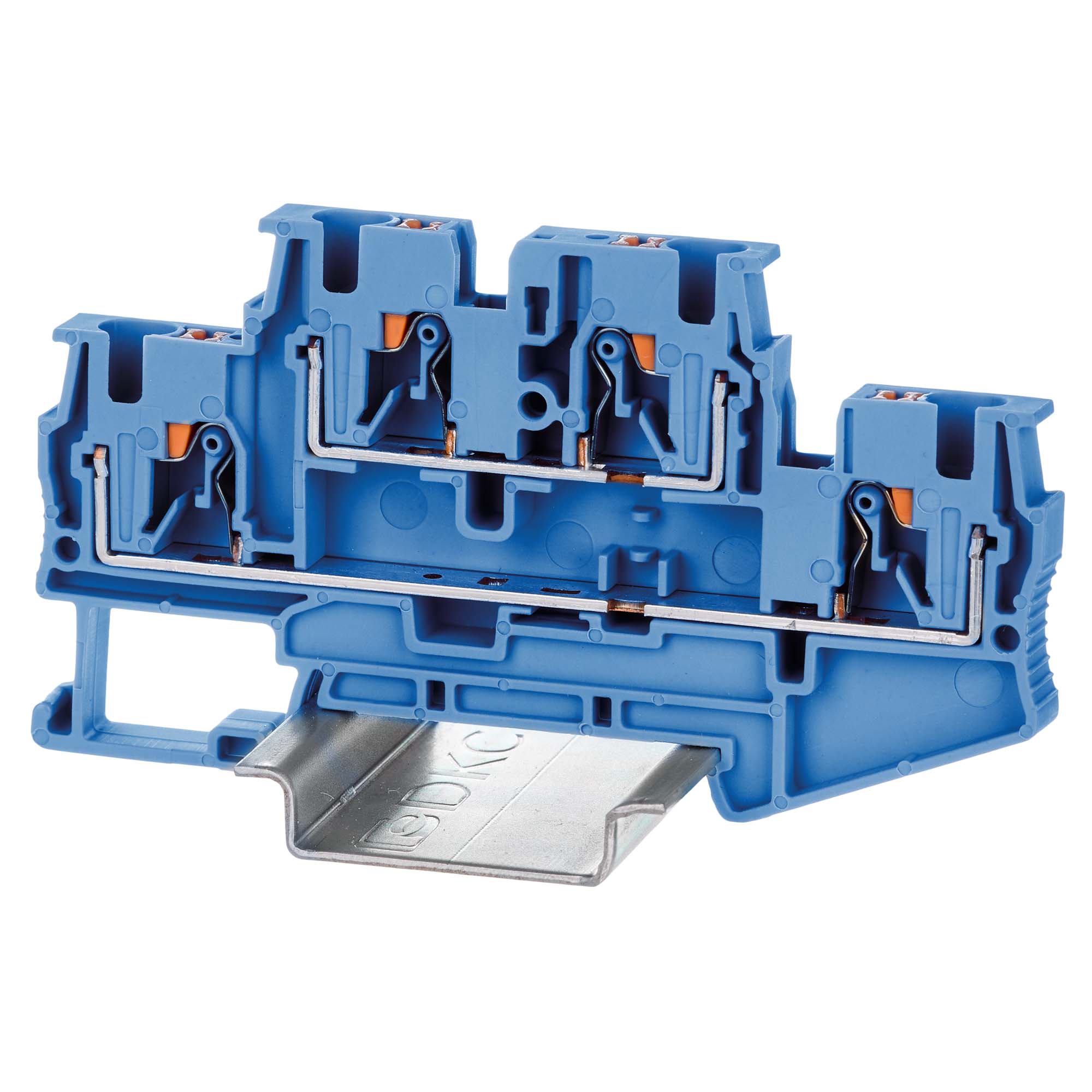 К2315. Клемма VPRTT-4-BU двухуровневая, зажим push-in, 4 точки подключения, 4 кв.мм,  (ДКС)