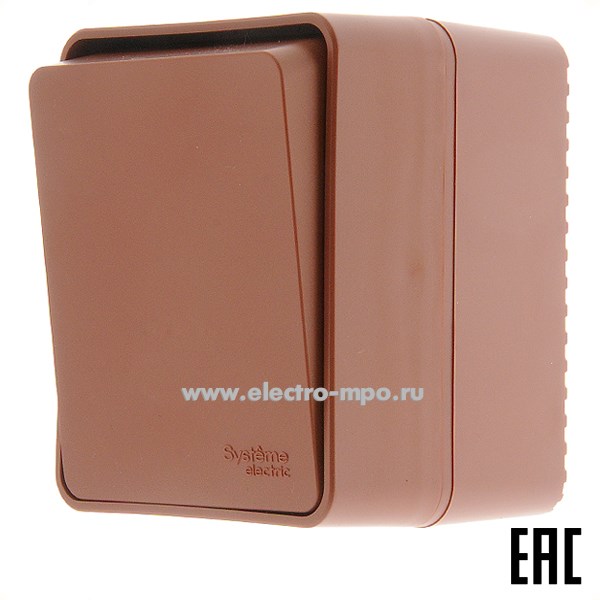Ю5346. Выключатель AtlasDesign Profi54 ATN547015 1кл. кнопочный IP54 о/п терракотовый (SE)