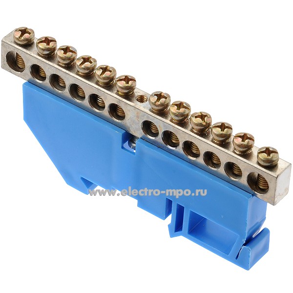 Э1338. Шина N12 ноль на DIN-рейку на 12 присоединений никелированная латунь 150А (П.К. ЭБК )