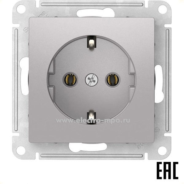 Ю52. Механизм AtlasDesign ATN000343S розетки "евро" безвинт. зажим. с/п алюминий (Systeme Electric)
