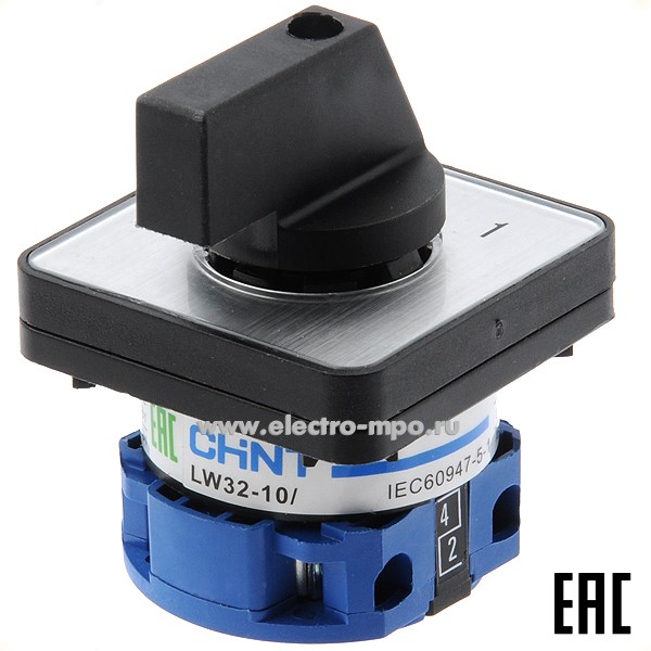 А9382. Выключатель кулачковый 425060  LW32-10/C02/1 10А 2 положения (0-1) открытый IP40 (CHINT)