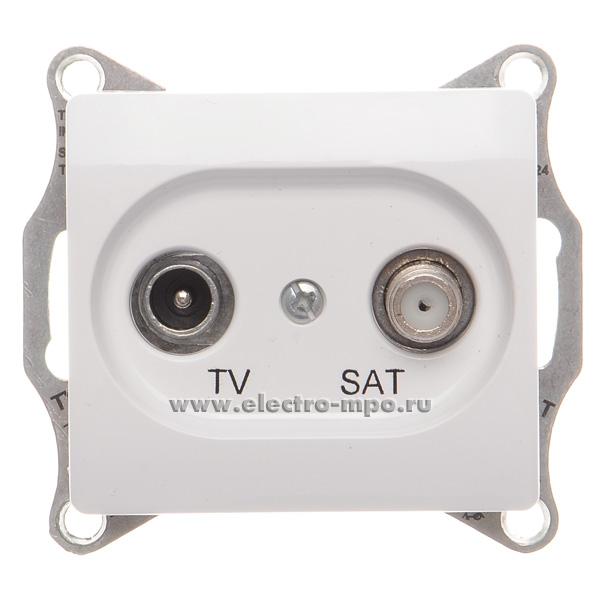 Ю0934. Механизм Glossa GSL000198 розетки TV/SAT проходной с/п белый (Schneider Electric)