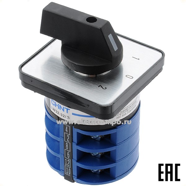 А9396. Выключатель кулачковый 425037  LW32-32/3 32А 3 положения (1-0-2) открытый IP40 (CHINT)