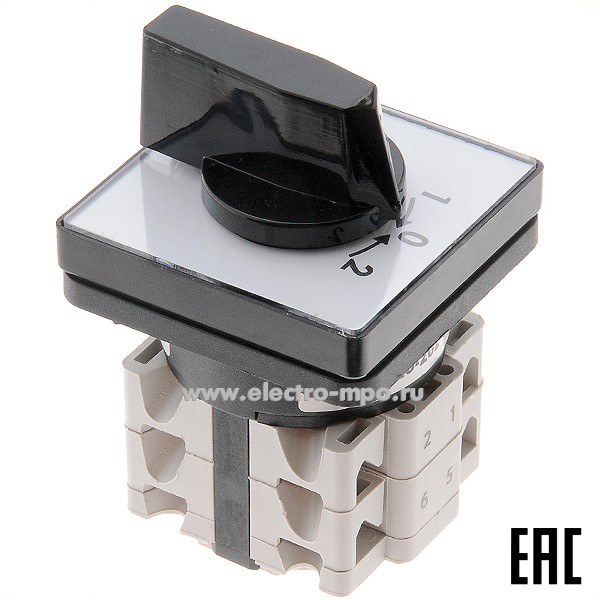 А9130. Выключатель кулачковый 4G20-202U 20А  3 полож. (1-0-2) 2 направ. открытый IP40 (КБ Ключ, Москва)