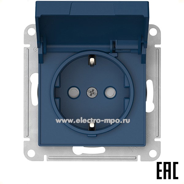 Ю52. Механизм AtlasDesign ATN001146S роз. "евр" со шторками и крышкой безвинт. зажим. с/п аквамарин (SE)