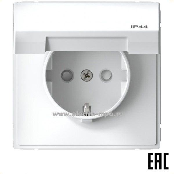 Р34. Механизм ArtGallery GAL440146S розетки "евр" со шторками крышк. безвинт. зажим с/п IP44 белый (SE)
