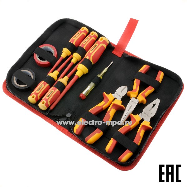 И3016. Набор 12-4692-3 RI-02 изолированного инструмента 11 предметов VDE 1000В (Rexant)