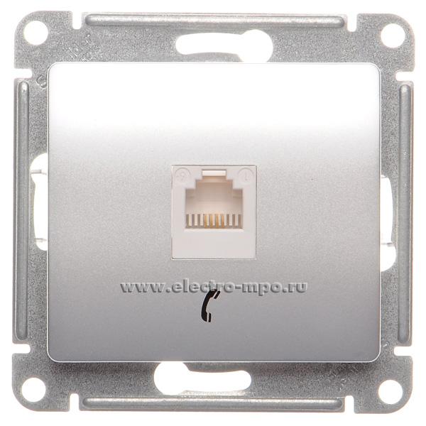 Ю1027. Механизм Glossa GSL000381T розетки телефонной RJ11 с/п алюминий (Systeme Electric)