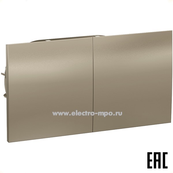 Ю41. Розетка AtlasDesign ATN000528 двойная "евро" со шторками и крышками с/п шампань (Systeme Electric