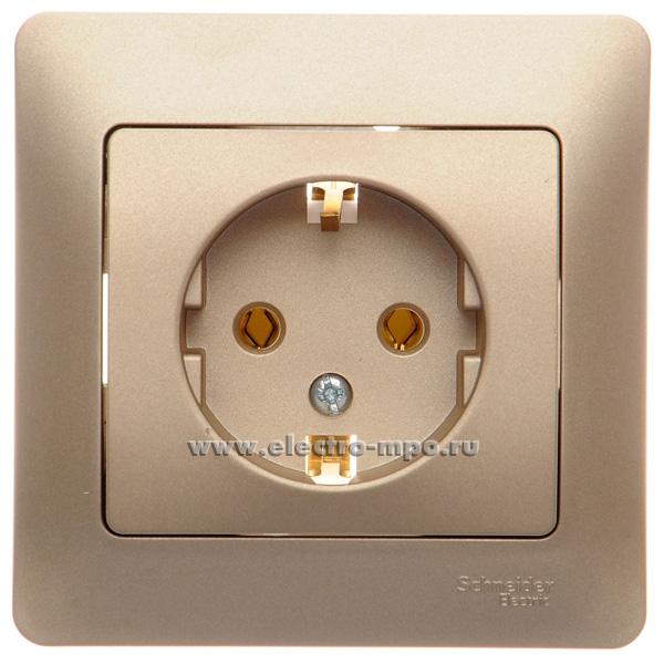 31052. Ю1052 Розетка Glossa GSL000442 "евр" с/п титан (Systeme Electric)