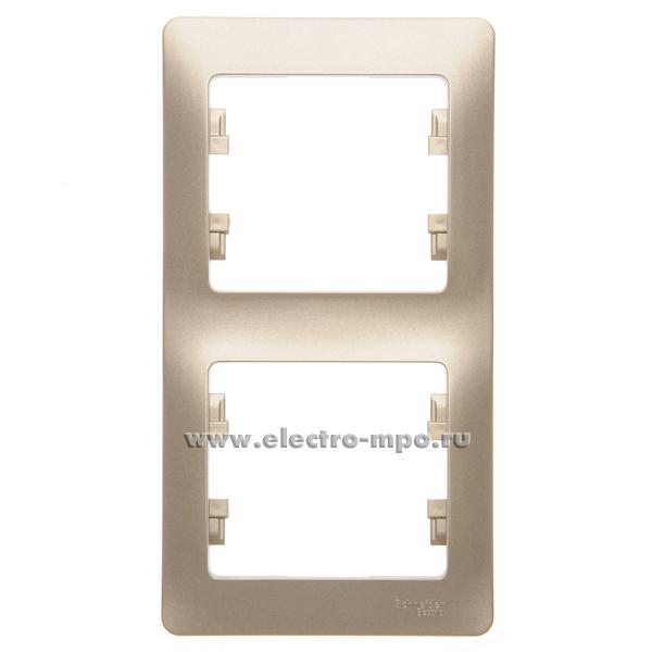 Ю1094. Рамка-2 Glossa GSL000406 вертикальная титан (Systeme Electric)