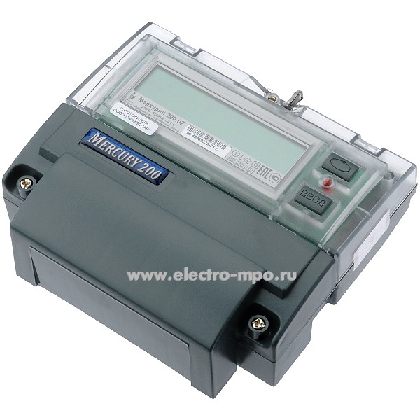 Б3046. Счетчик электроэнергии Меркурий 200.02 5-60А 1 фаза 3 тарифа ЖКИ ...