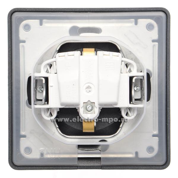 Розетка Glossa GSL000748 \"евр\" с крышкой с/п антрацит IP44 (Schneider ...