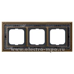Р8382. Рамка-3 Династия 1721-843 2CKA001754A4597 латунь античная со вставкой черное стекло с росписью (АBB