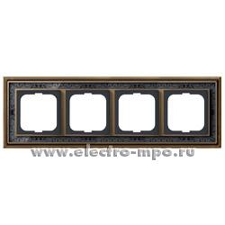 Р8383. Рамка-4 Династия 1721-843 2CKA001754A4598 латунь античная со вставкой черное стекло с росписью (АBB