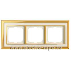 Р8367. Рамка-3 Династия 1721-838 2CKA001754A4562 латунь полированная со вставкой белое стекло (АВВ)