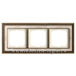 Р8392. Рамка-3 Династия 1721-846 2CKA001754A4592 латунь античная со вставкой белое стекло с росписью (АВB)