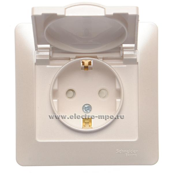 Розетка Glossa GSL000646 \"евр\" с крышкой со шторками с/п перламутр IP20 ...