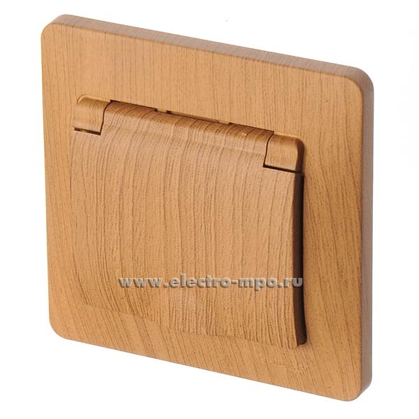 Розетка Glossa GSL000546 \"евр\" с крышкой со шторками с/п дуб IP20 ...