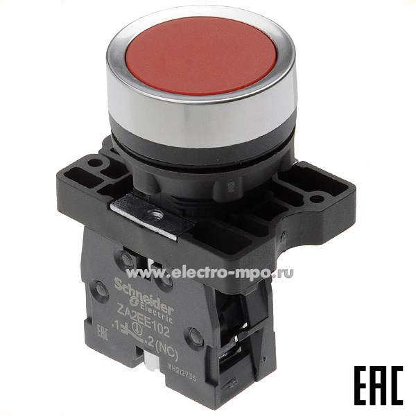 А5306. Выключатель кнопочный XA2EA42 красный 1р без фиксации (Schneider Electric)