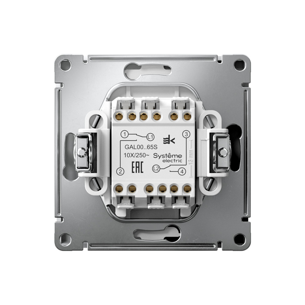 Р34. Механизм ArtGallery GAL000165S переключателя 2 кл. безвинт. зажим с/п  белый (Systeme Electric)