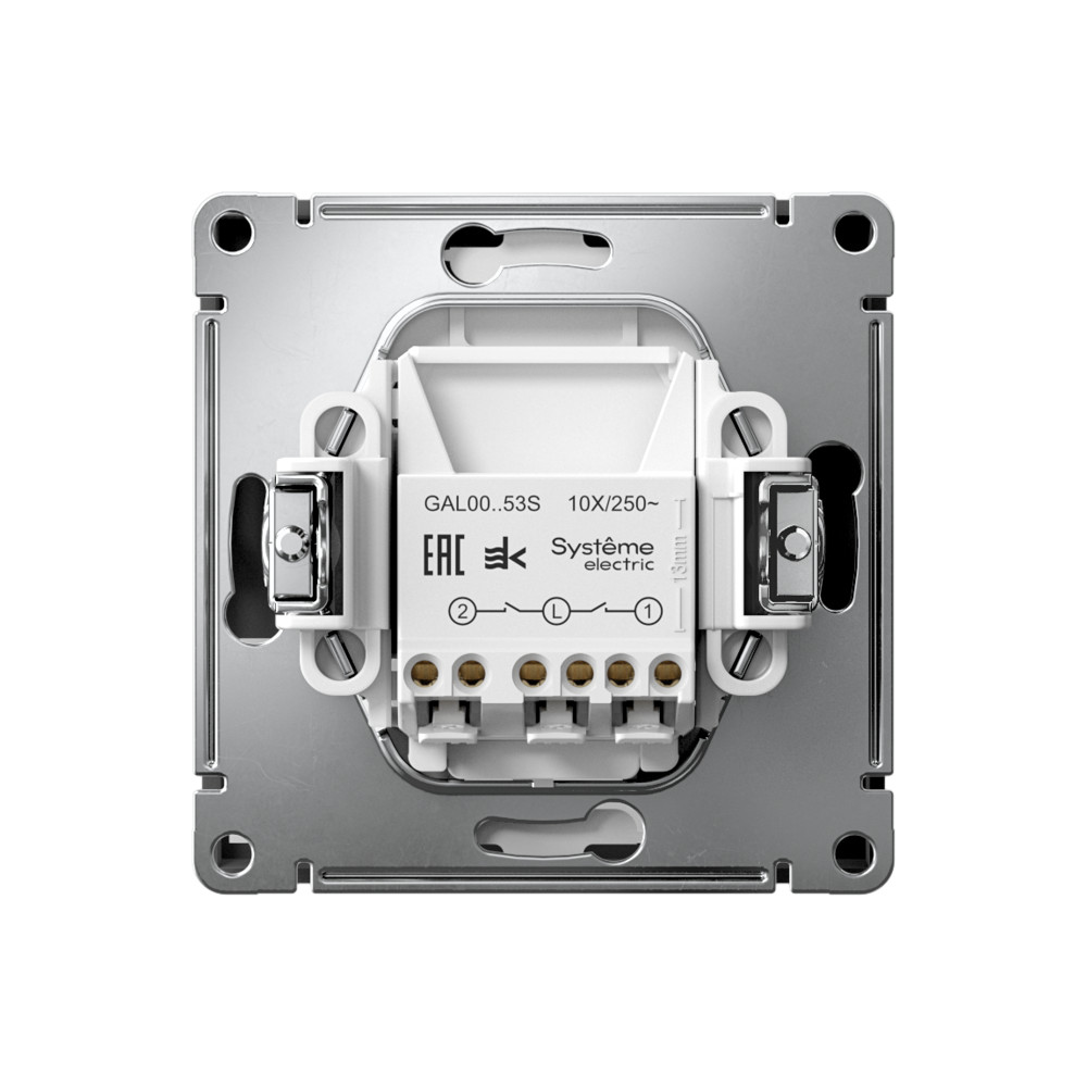 Р34. Механизм ArtGallery GAL001053S выключателя 2 кл. безвинт. зажим с/п с подсветкой карбон (SE)